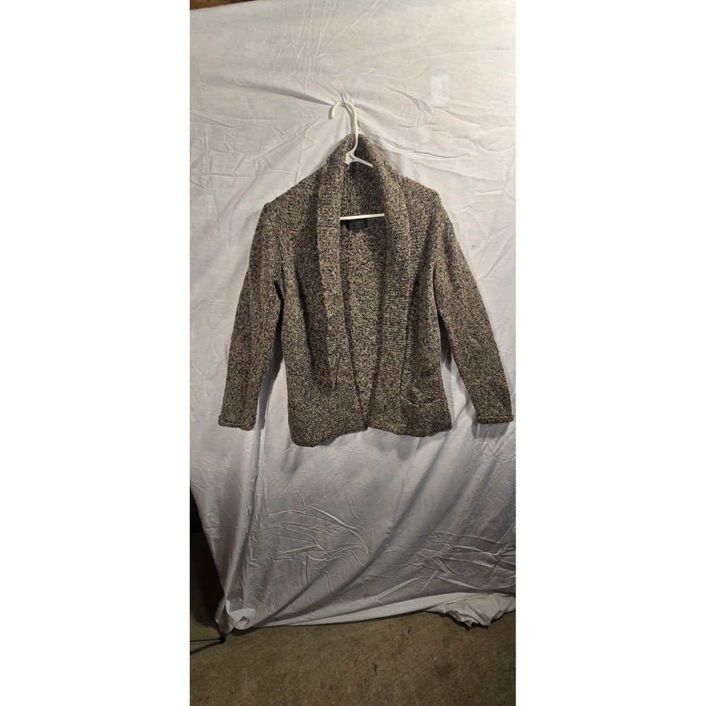 Mary Made In Italy Woman's Long Boucle Cardigan Sweater Sz M Wool Blend Brown